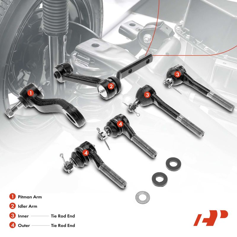 6x Inner & Outer Tie Rod End Pitman & Idler Arm for Ford Crown Victoria Lincoln