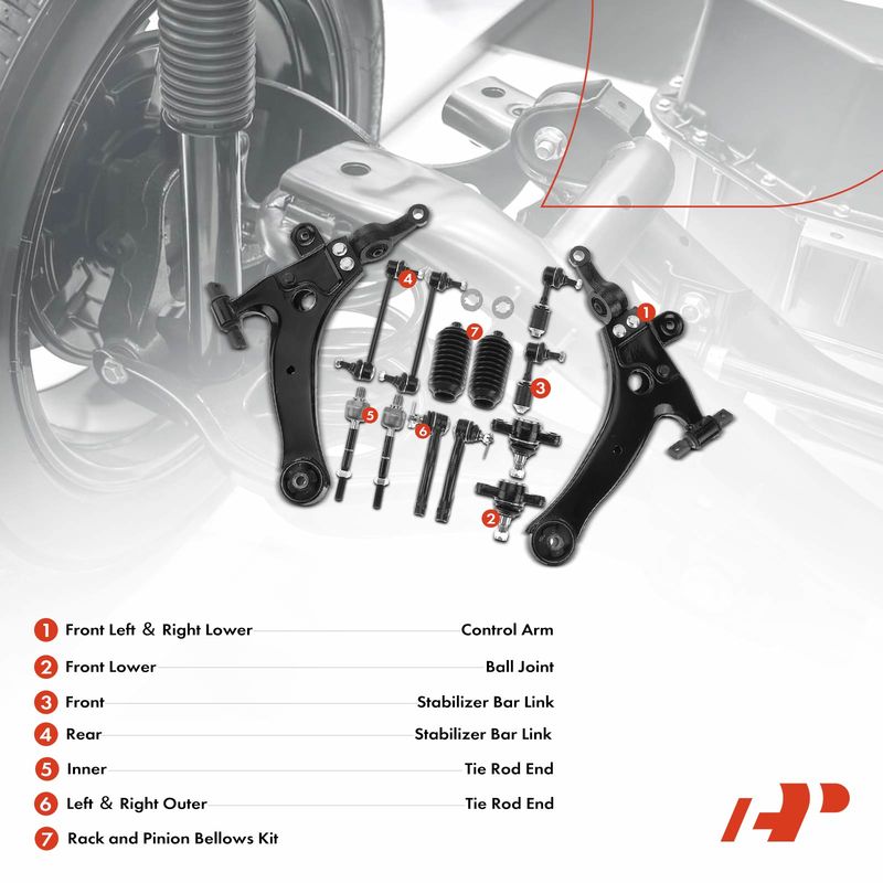 14x Front Lower Control Arm Ball Joint Sway Bar Tie Rod for Hyundai Sonata 99-01