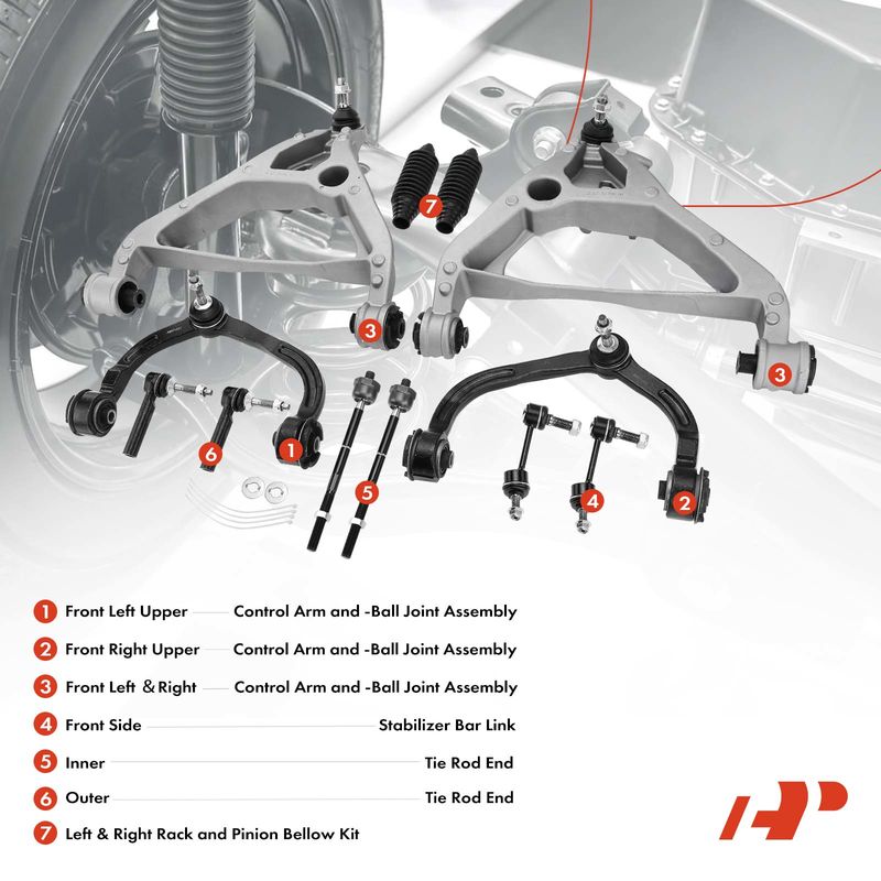12x Front Control Arm Stabilizer Bar Link Tie Rod End for Ford Expedition 05-06
