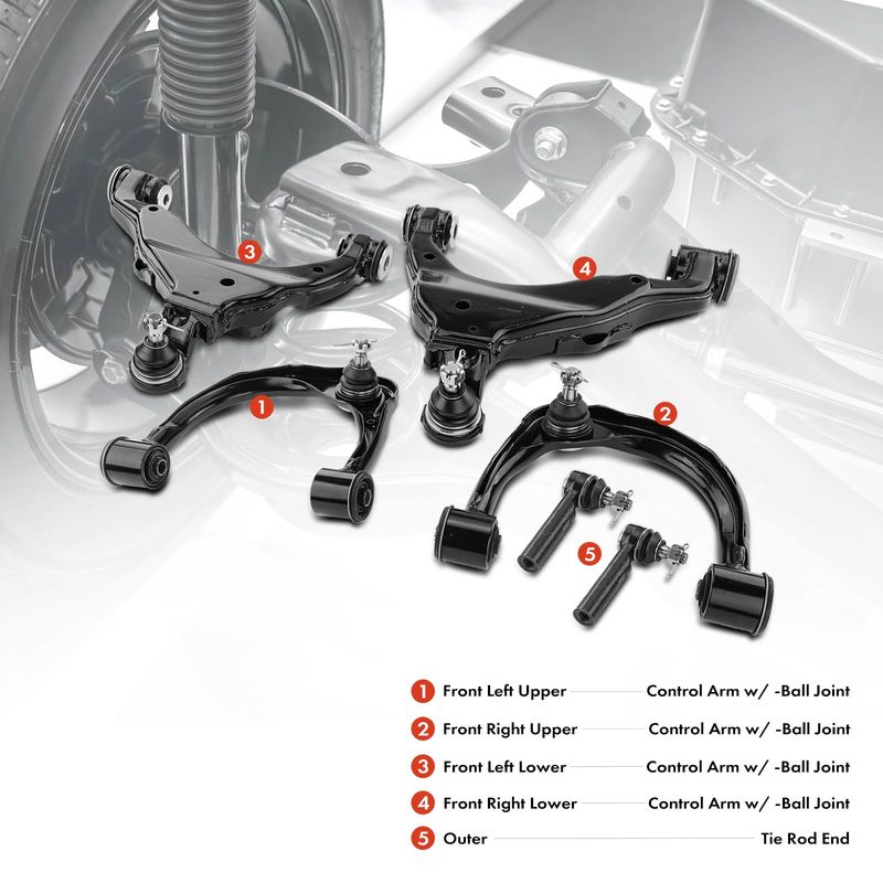 6x Front Lower & Upper Control Arm Tie Rod End for Toyota 4Runner 03-09 Lexus