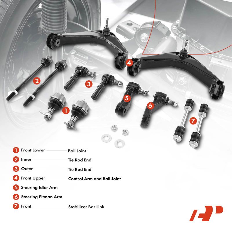 12x Front Control Arm with Ball Joint Tie Rod End for Chevy Silverado 2500 GMC