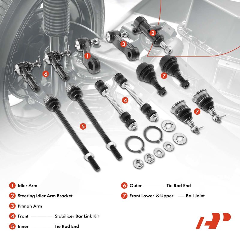 13x Front Idler & Pitman Arm Sway Bar Link Tie Rod End for Chevy Silverado 2500