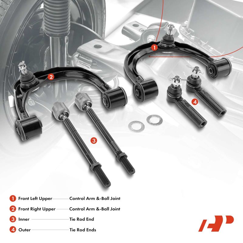 6x Front Upper Control Arm with Ball Joint Tie Rod for Toyota 4Runner 03-09