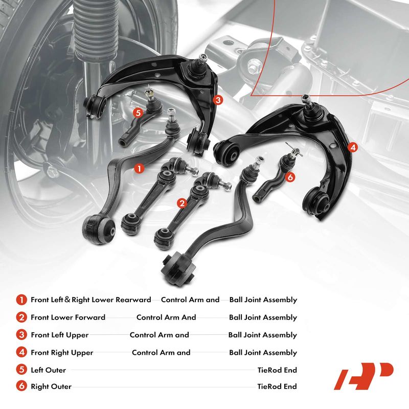 8x Front Control Arm & Tie Rod End for Ford Fusion 07-09 Lincoln MKZ Mercury