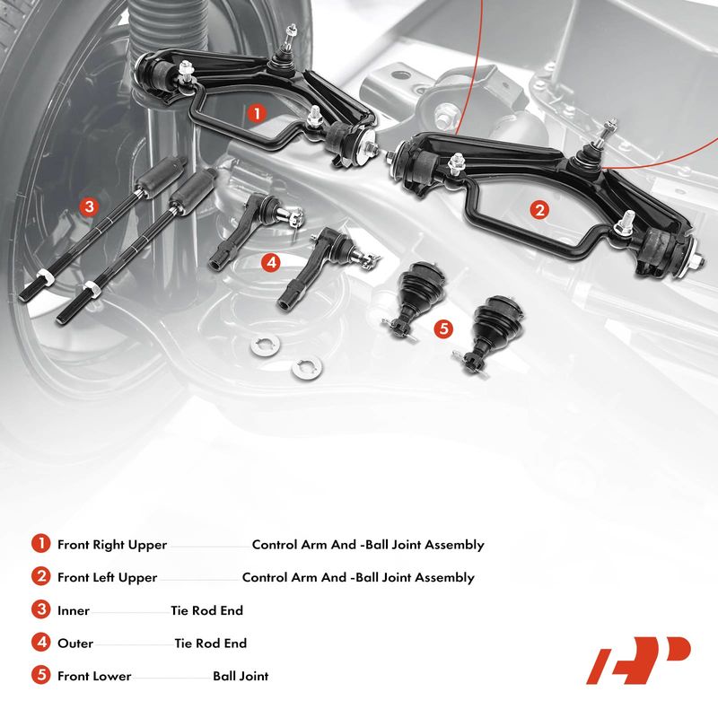 8x Front Control Arm with Ball Joint Tie Rod End for Ford Explorer 02-03 4.0L