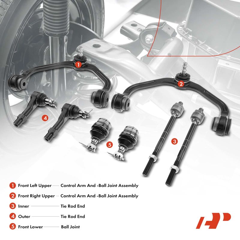 8x Front Control Arm Tie Rod End Ball Joint for Ford Ranger Mazda B2300 B2500