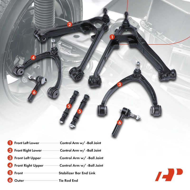 8x Front Lower & Upper Control Arm with Ball Joint for Chevy Silverado 1500 GMC