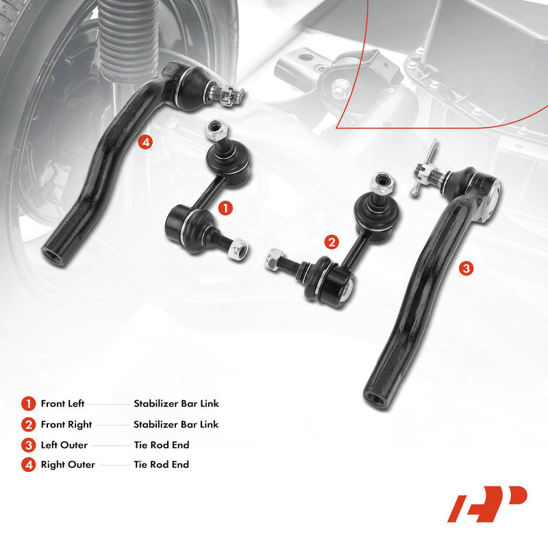 4x Front Stabilizer Bar Link & Outer Tie Rod End for Honda Civic 2006-2011