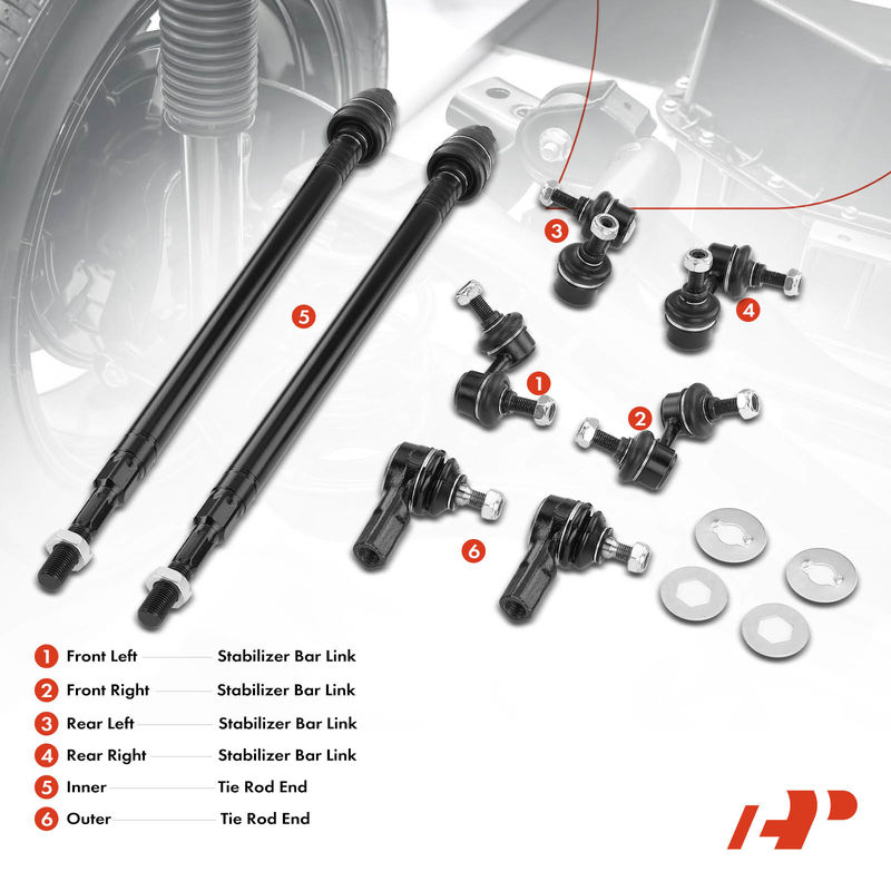 8x Front Stabilizer Bar Link & Tie Rod End for Honda Civic 02-05 Hatchback 2door