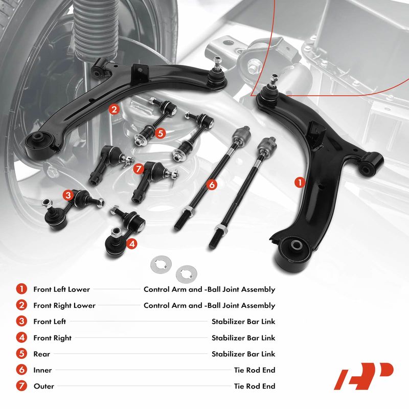 10x Front & Rear Control Arm Sway Bar Link Tie Rod End for Hyundai Accent 00-05