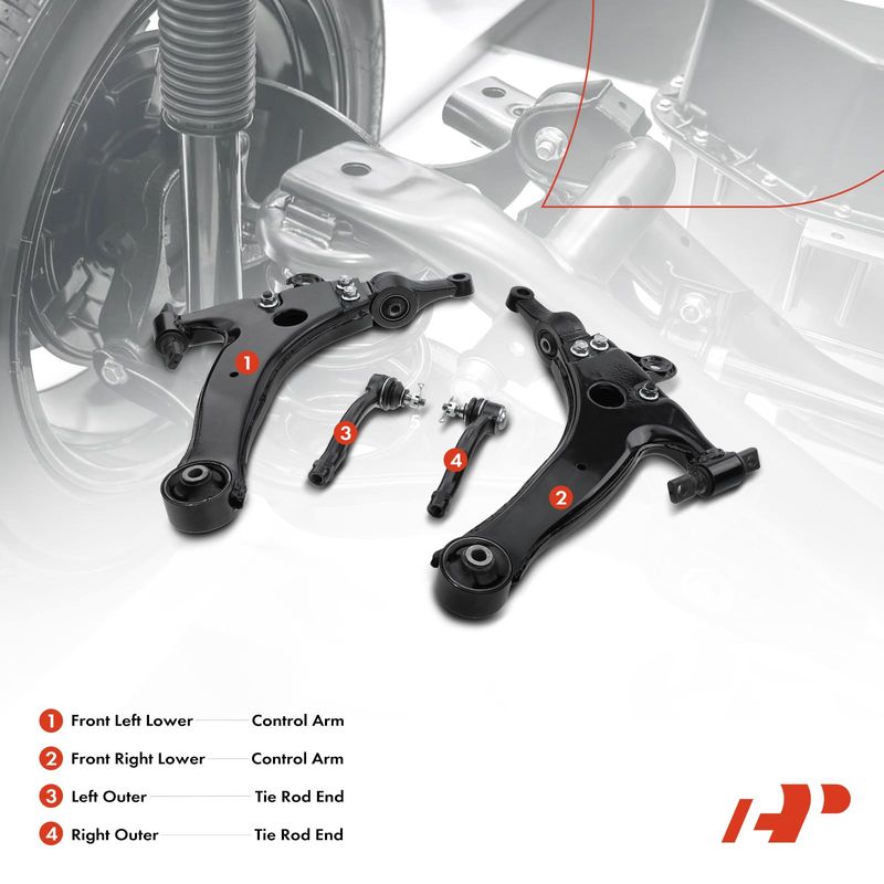 4x Front Control Arm & Tie Rod End for Hyundai Sonata XG350 02-05 Kia Magentis