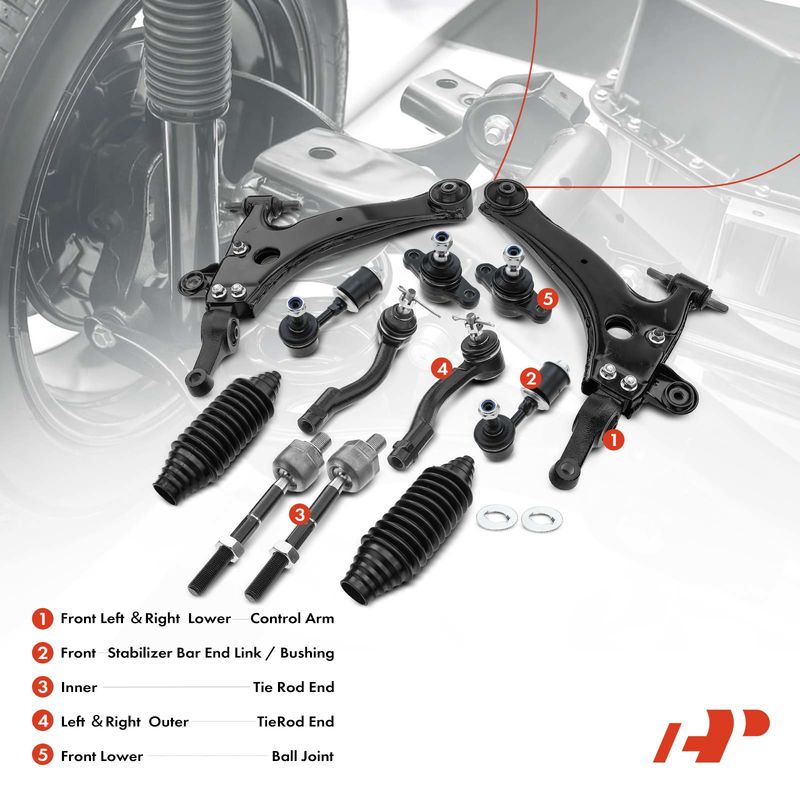 12x Front Control Arm & Tie Rod End & Ball Joint for Hyundai Sonata XG350 XG300