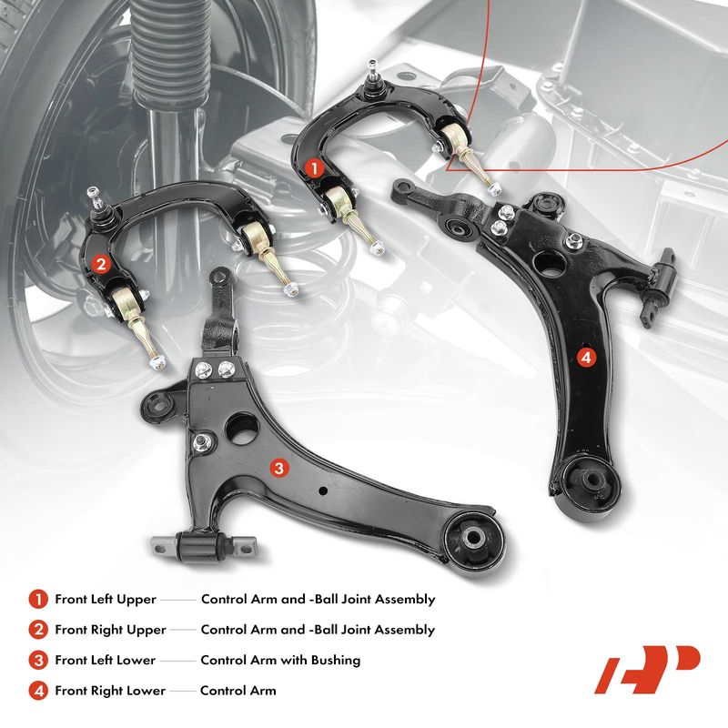4x Front Lower & Upper Control Arm for Hyundai Sonata XG300 Kia Magentis Optima