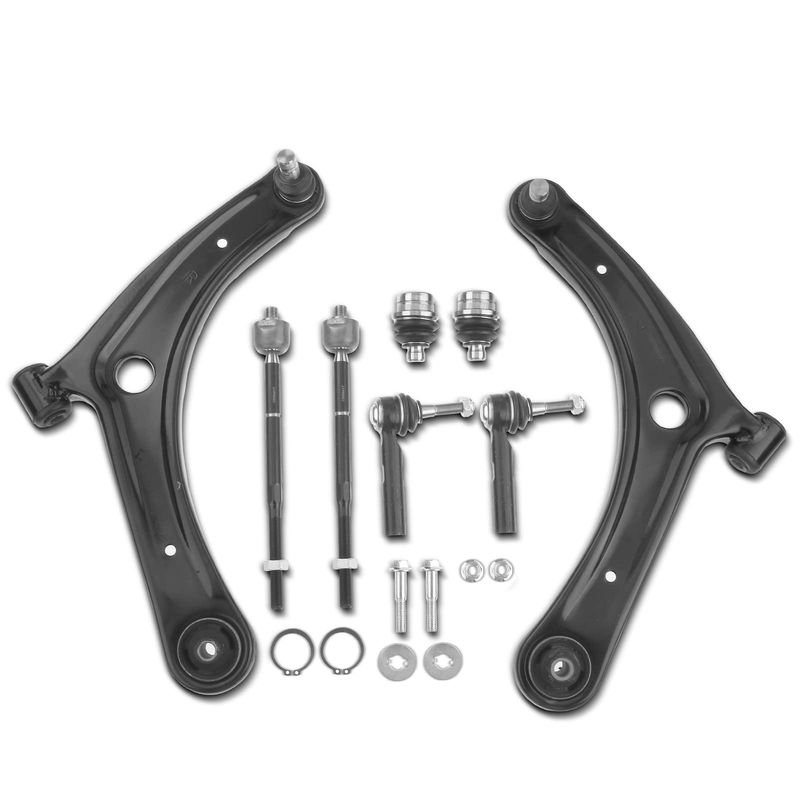 8x Front Control Arm with Ball Joint Tie Rod End for Jeep Compass Dodge Caliber