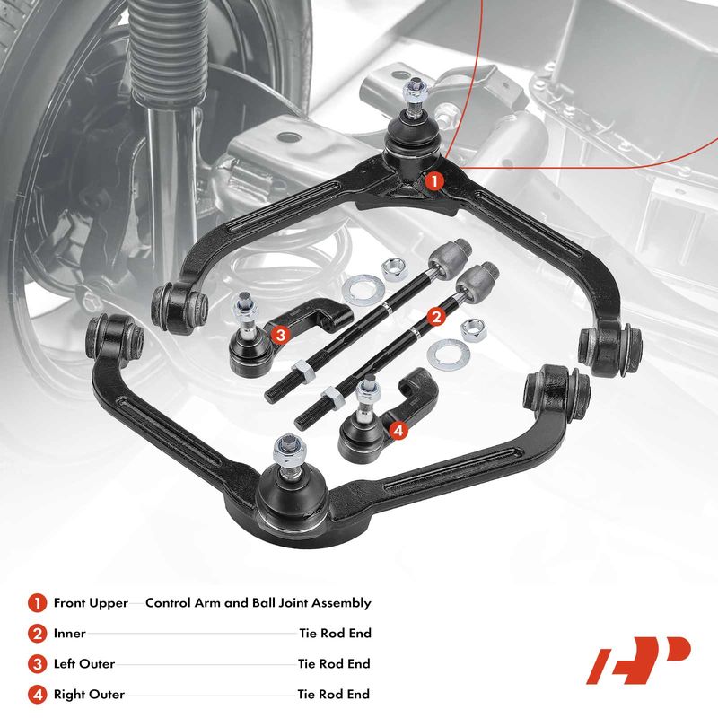 6x Front Control Arm & Ball Joint & Tie Rod End for Jeep Liberty 00-05