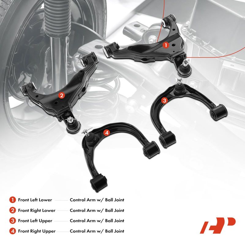 4x Front Lower & Upper Control Arm with Ball Joint for Lexus GX470 Toyota 4Runner