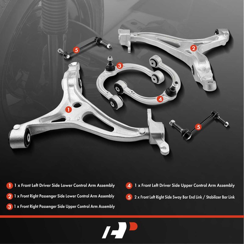 6x Front Control Arm with Ball Joint & Sway Bar Link for Mercedes-Benz X164 W164