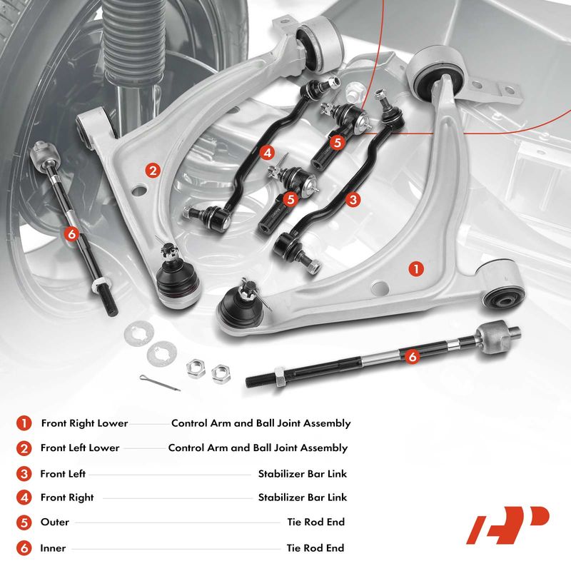 8x Front Control Arm & Stabilizer Bar Link &Tie Rod End for Nissan Altima Maxima