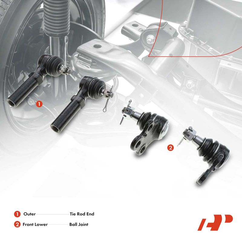 4x Outer Tie Rod End & Front Lower Ball Joint for Nissan Quest Mercury Villager
