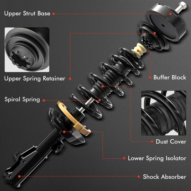 2x Rear Complete Strut & Coil Spring Assembly for Subaru Impreza 2004-2007 Sedan