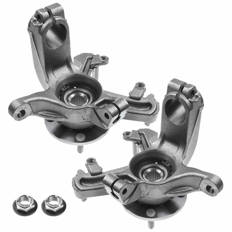 2x Front Steering Knuckle & Wheel Hub Bearing Assembly for Ford Focus 2000-2004