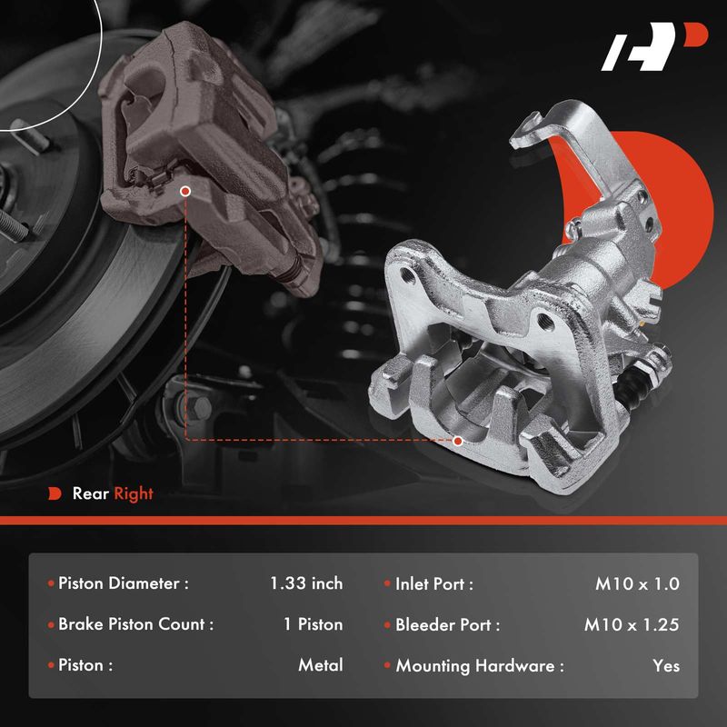 Rear Passenger Brake Caliper with Bracket for Honda Accord Hybrid 2005-2007 3.0L