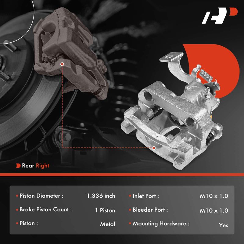 Rear Passenger Brake Caliper with Bracket for Toyota Yaris 2012-2018 SE Model