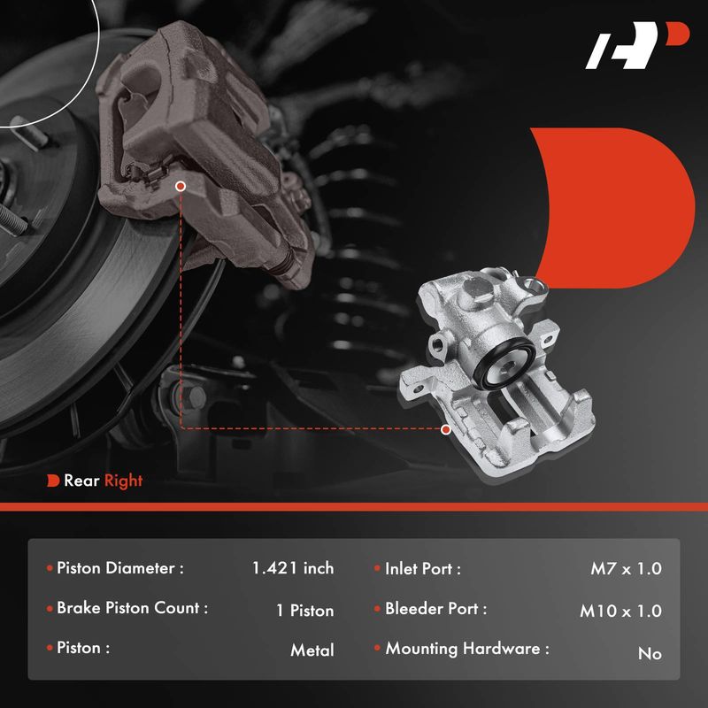Rear Passenger Brake Caliper for Volkswagen Golf 85-90 Jetta 85-88 Scirocco