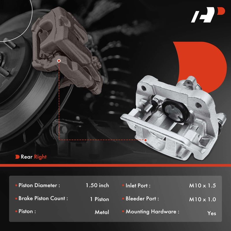 Rear Passenger Brake Caliper with Bracket for Volvo S80 2007-2010 V70 XC70 08-10