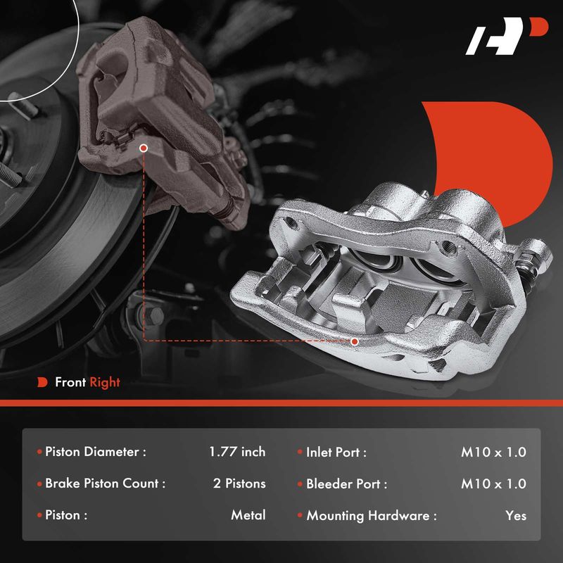 Front Passenger Brake Caliper with Bracket for Hyundai Santa Fe 13-19 Santa Fe XL