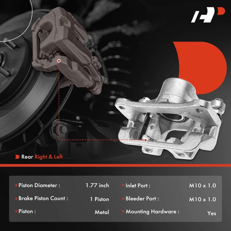 2x Rear Brake Caliper with Bracket for Hyundai Genesis 2012-2016 Kia K900 16-17