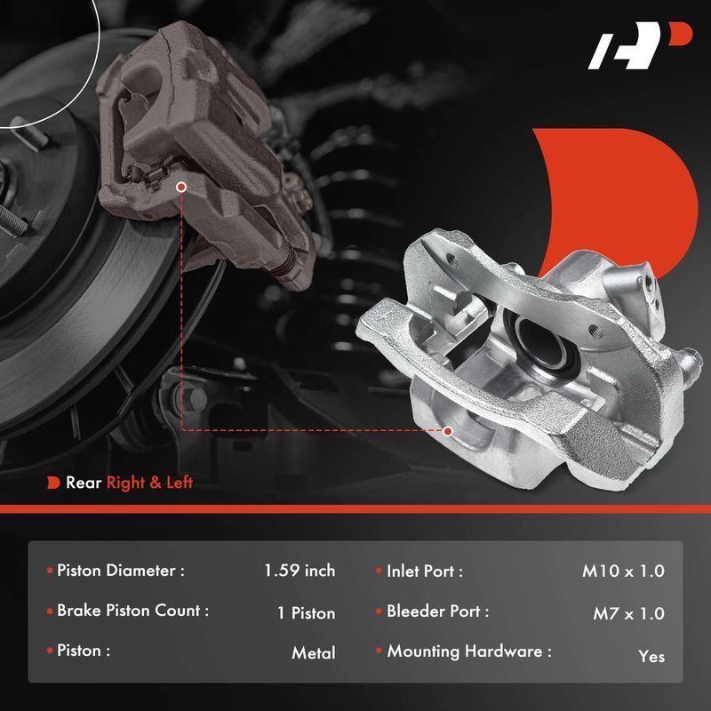 2x Rear Brake Caliper with Bracket for Toyota Prius V 12-17 1.8L
