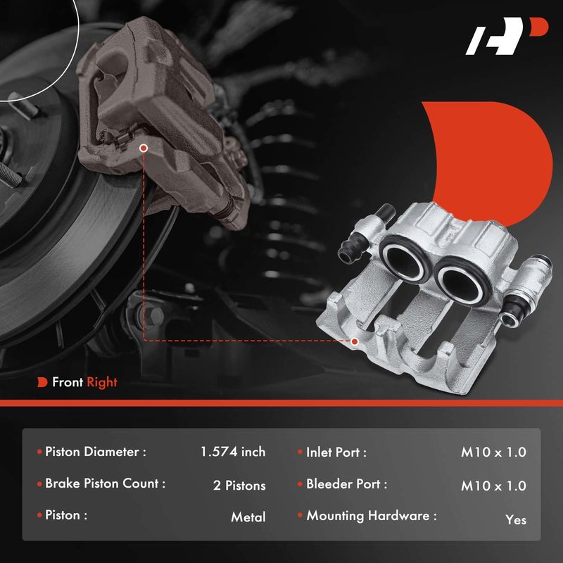 Front Passenger Brake Caliper for Volvo 740 1985-1991 745 760 1983-1986 Non-ABS