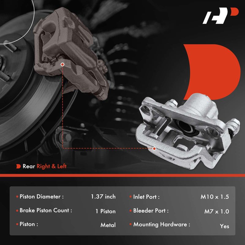2x Rear Driver & Passenger Disc Brake Caliper with Bracket for Nissan Juke 11-17