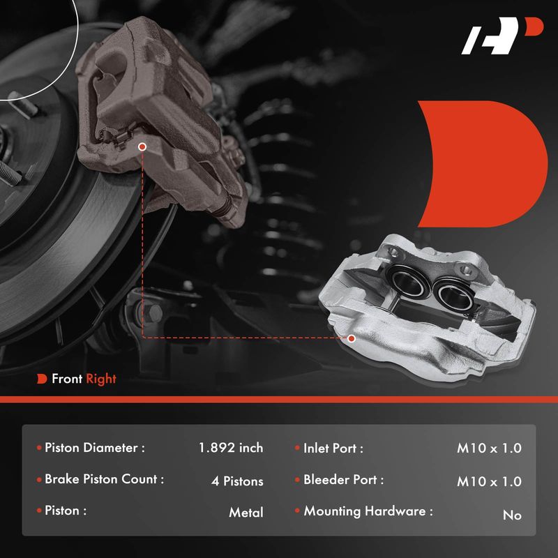 Front Passenger Disc Brake Caliper without Bracket for Jaguar XJS 76-96 XJ6 XKE
