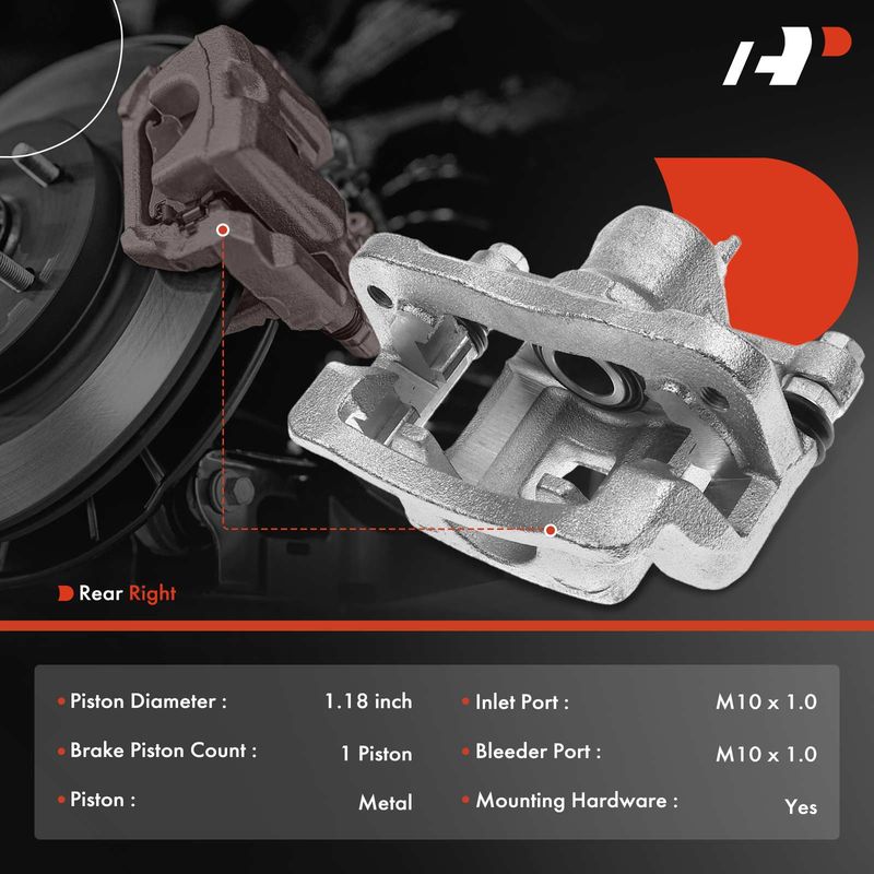 Rear Passenger Brake Caliper with Bracket for Kia Soul 2010-2013 1.6L 2.0L