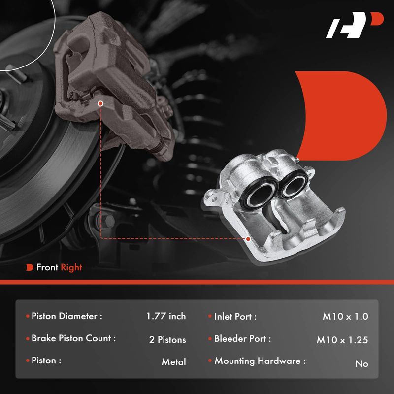 Front Passenger Brake Caliper for Audi 5000 Quattro 1986-1988 200 V8 Quattro S4
