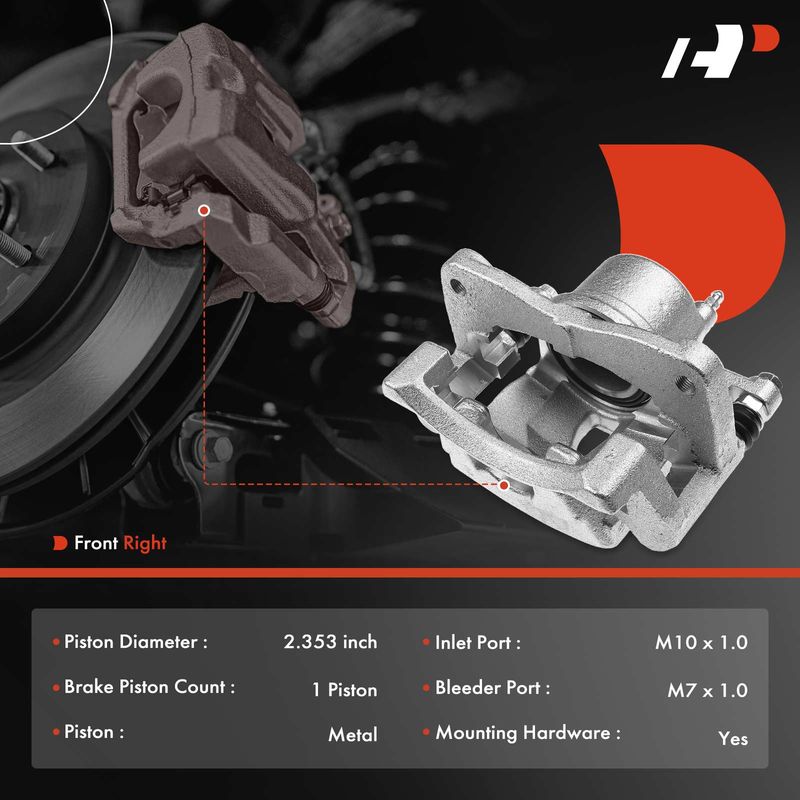 Front Passenger Brake Caliper with Bracket for Toyota Yaris 2012-2018 SE Model