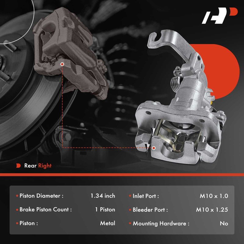Rear Passenger Brake Caliper with Bracket for Honda Accord 1998-2007 Acura TSX