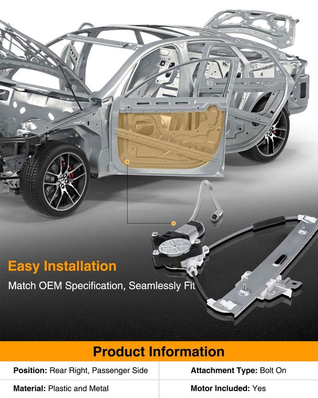Rear Passenger Power Window Motor & Regulator Assembly for Ford Escape Mariner Tribute