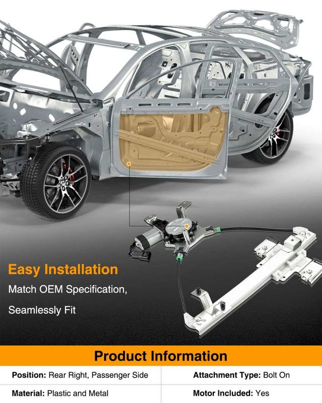 Rear Passenger Power Window Motor & Regulator Assembly for Chevy Tahoe 2007-2014