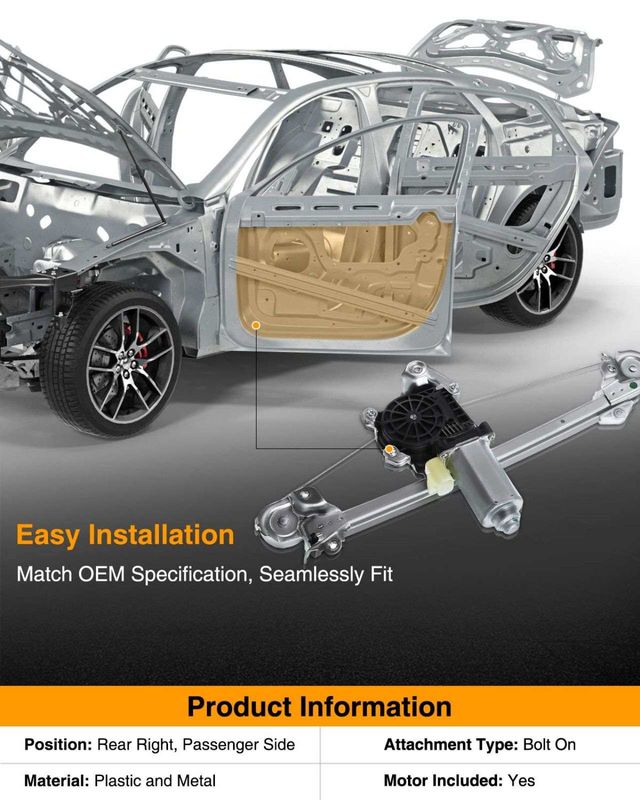 Rear Passenger Power Window Motor & Regulator Assembly for Classic Malibu Cutlass