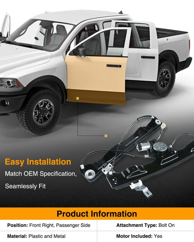 Front Passenger Power Window Motor & Regulator Assembly for Ford Explorer 2002-2010