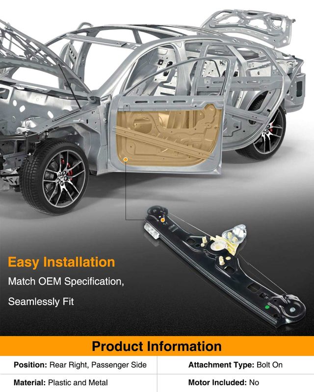Rear Passenger Power Window Regulator without Motor for Mercedes-Benz C240 C320