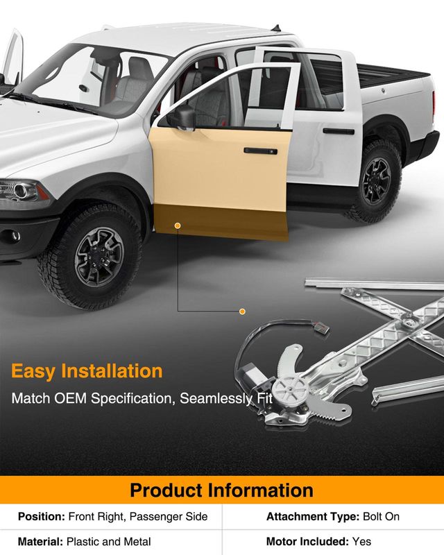 Front Passenger Power Window Motor & Regulator Assembly for Ford F-150 F-250 1997-2004