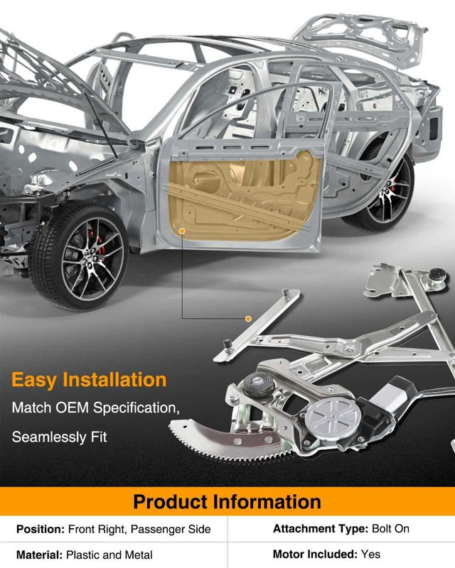 Front Passenger Power Window Motor & Regulator Assembly for Subaru Forester 2003-2008