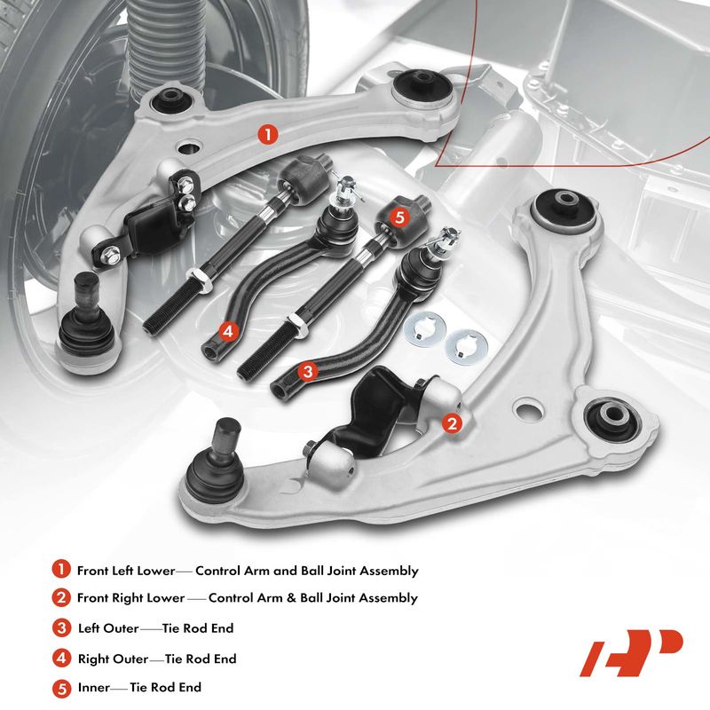 6x Front Lower Control Arm with Ball Joint Tie Rod End for Nissan Altima 07-13