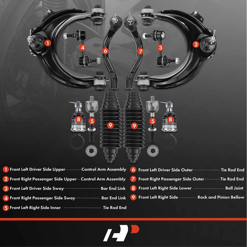 12x Front Control Arm & Ball Joint & Tie Rod End & Sway Bar Link for Honda Accord
