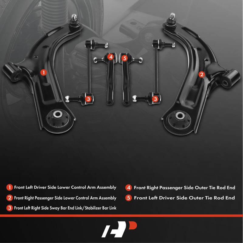 6x Front Lower Control Arm with Ball Joint & Stabilizer Bar Link for Nissan Cube