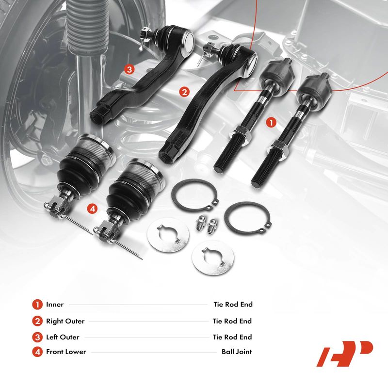 6x Inner & Outer Tie Rod End Front Lower Ball Joint for Honda Civic 92-95 Acura